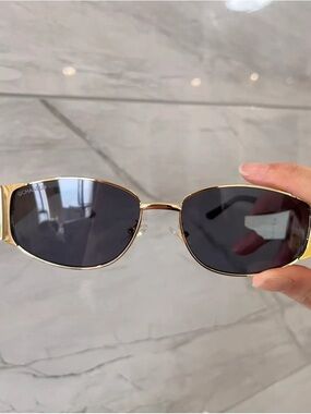 CHANEL Gold Frame Black Lens Women's Sunglasses - Slim Oval